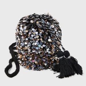 Zara Sequin Bucket Crossbody Bag
